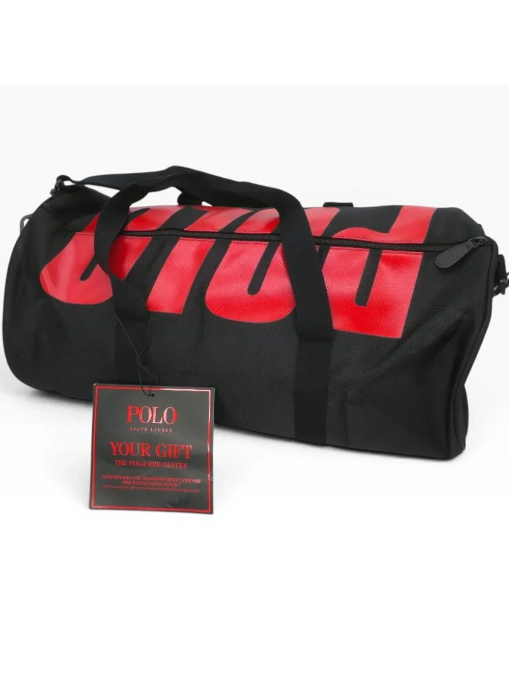 Ralph Lauren Polo Fragrances Duffle Black Red Pony Bag Gym Weekender Overnight
